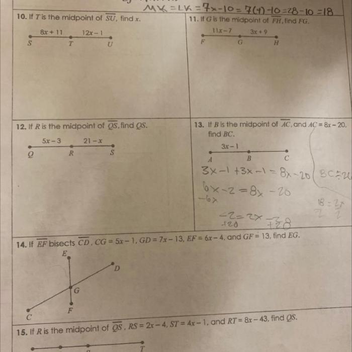 Unit 1 geometry basics homework 2 segment addition postulate answers